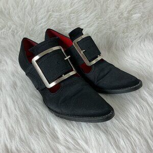 Kat Von D Coven Kitten Heel Black Silver Buckle 6
